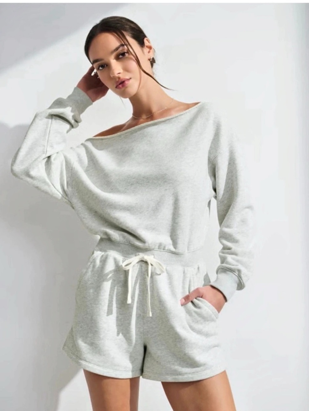 Abercrombie & Fitch YPB On The Go Slash Romper Gray Medium NWT